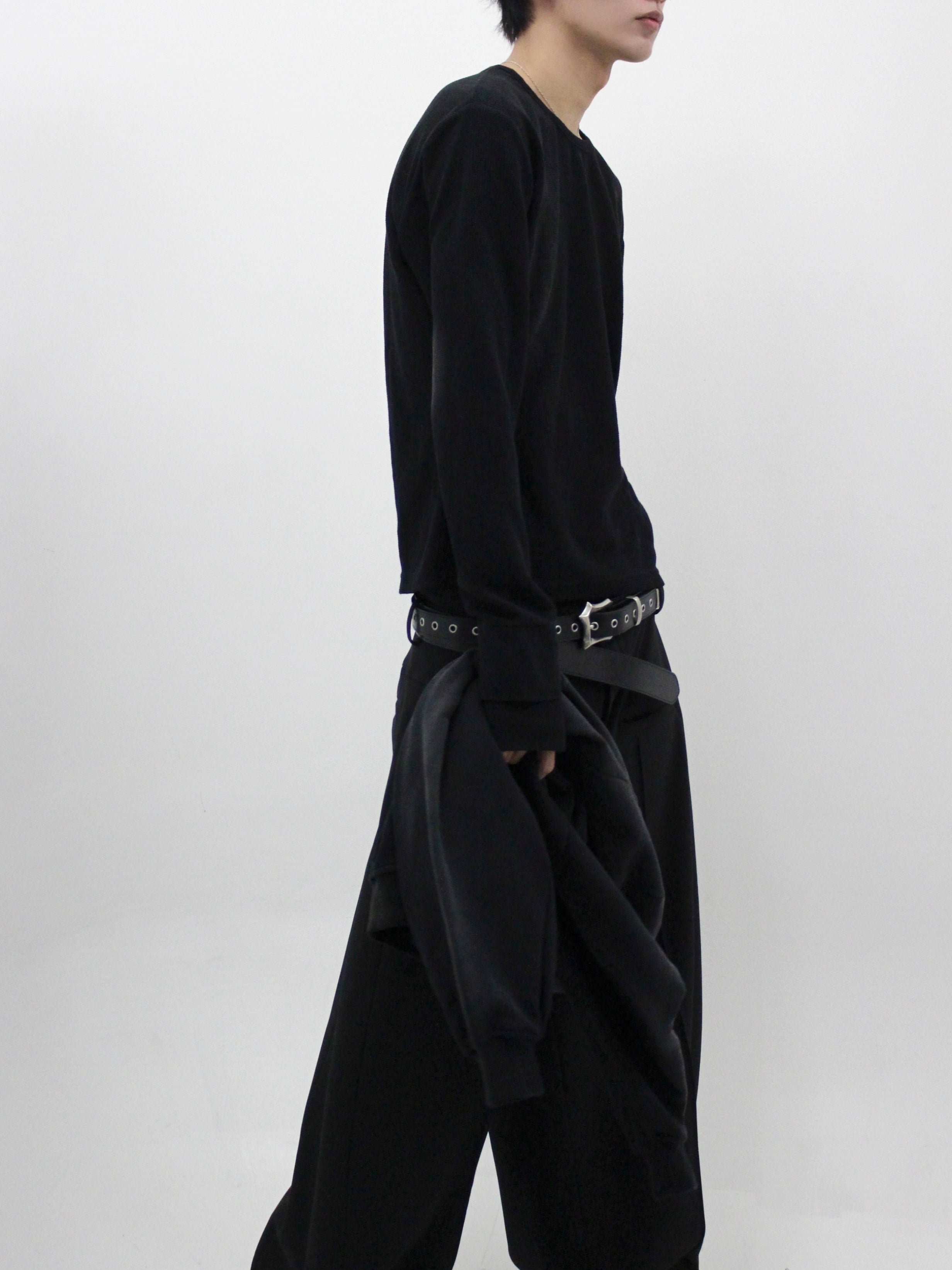 【CHIKASHITSU PLUS HIGH】Layered leather eyelet belt