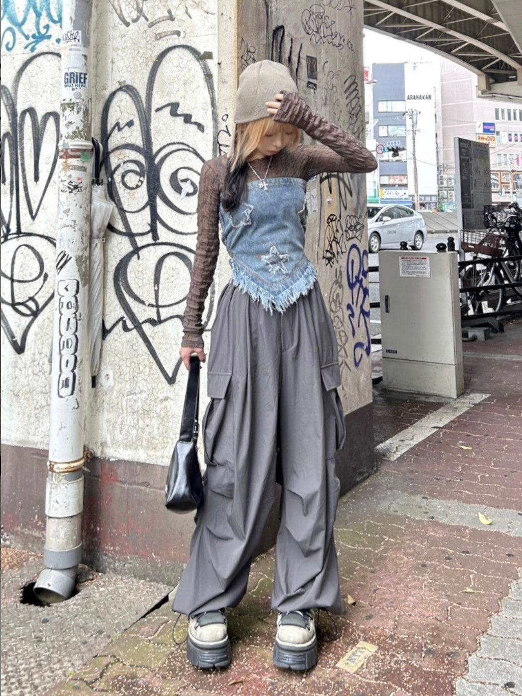 【Never mind the XU】strap cargo pants 2 (3color)
