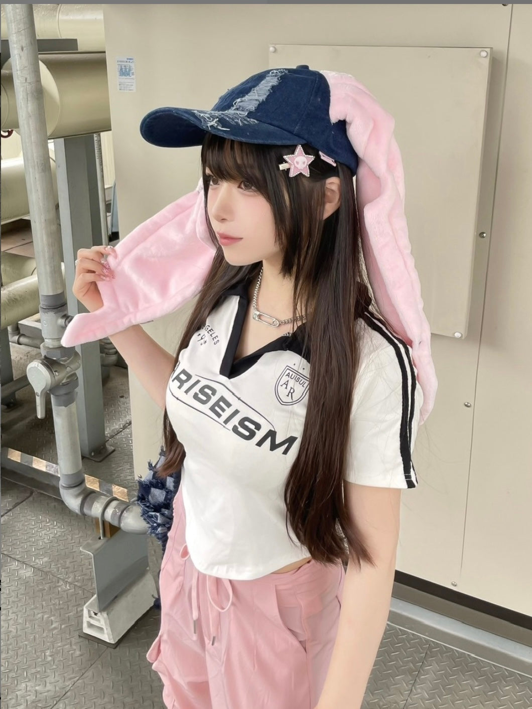 受注制【Never mind the XU】lettering collar short sleeve tee (2color)