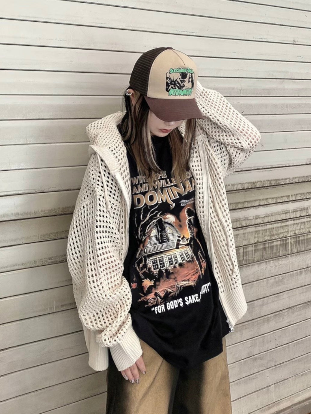 受注制【Never mind the XU】mesh zip hoodie (2color) / 【ネバー