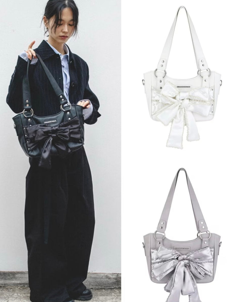 【IUGAMAKARAS】Laced Ribbon Leather Shoulder Bag