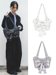 【IUGAMAKARAS】Laced Ribbon Leather Shoulder Bag