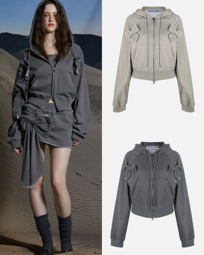 【GATELESS】RIBBON POP ZIPUP HOODIE