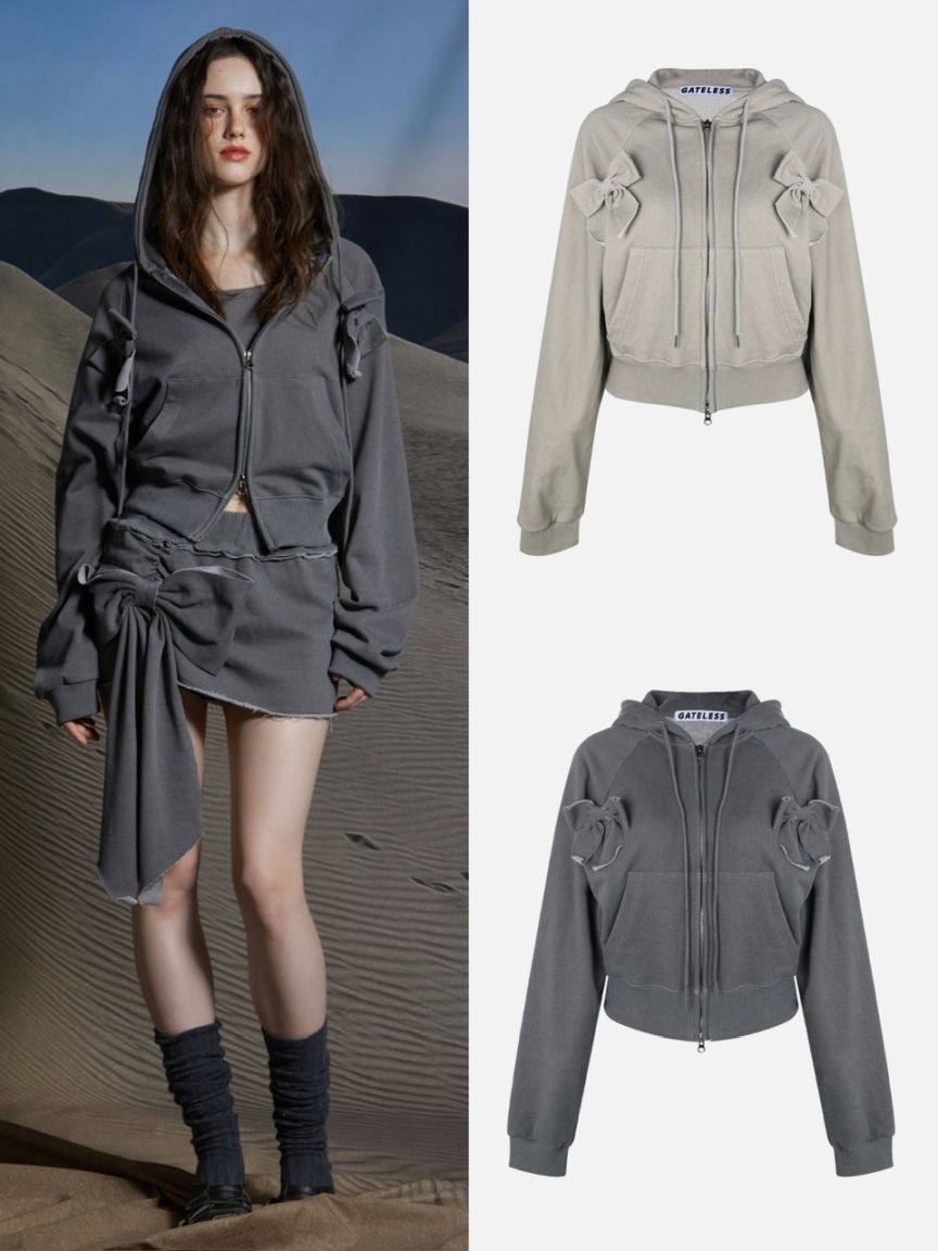 【GATELESS】RIBBON POP ZIPUP HOODIE