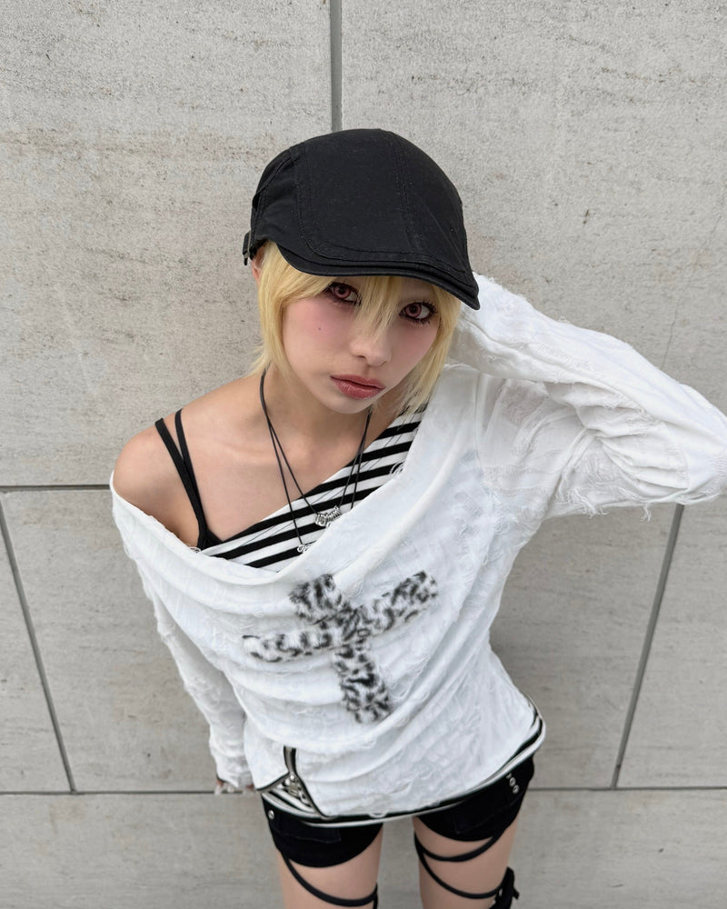 【Never mind the XU】layered cross long sleeve (2color)