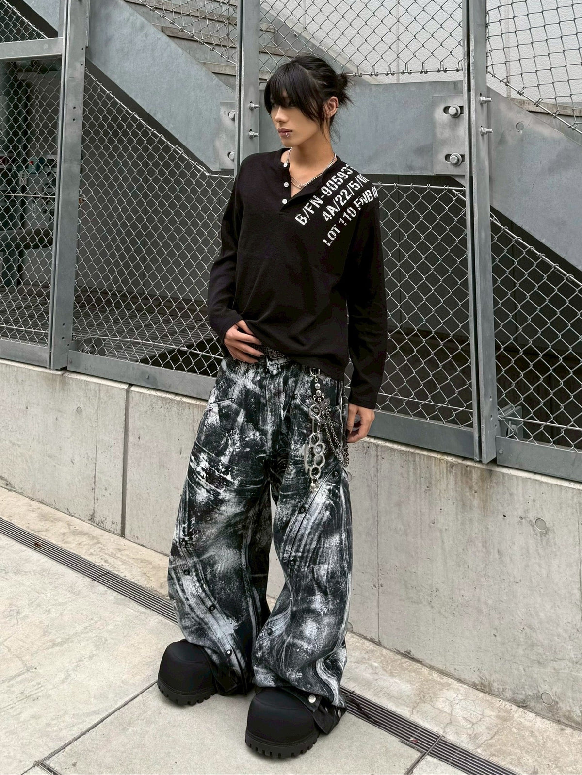 受注制【Never mind the XU】waffle henley long sleeve (4color)