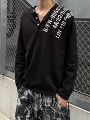 受注制【Never mind the XU】waffle henley long sleeve (4color)