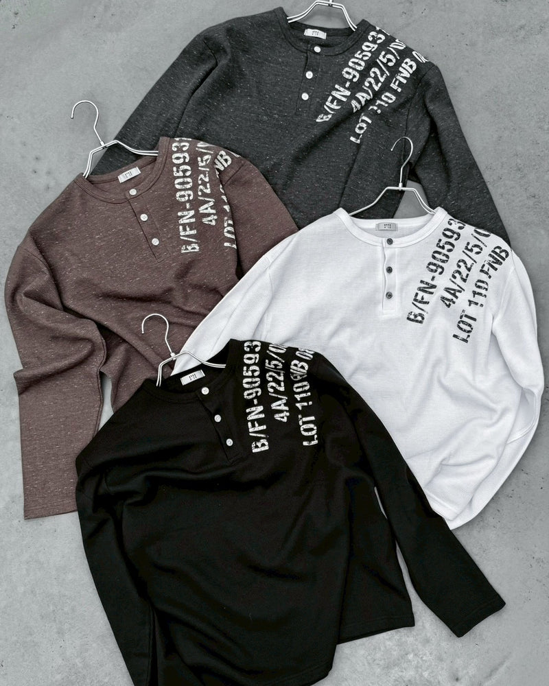 受注制【Never mind the XU】waffle henley long sleeve (4color)