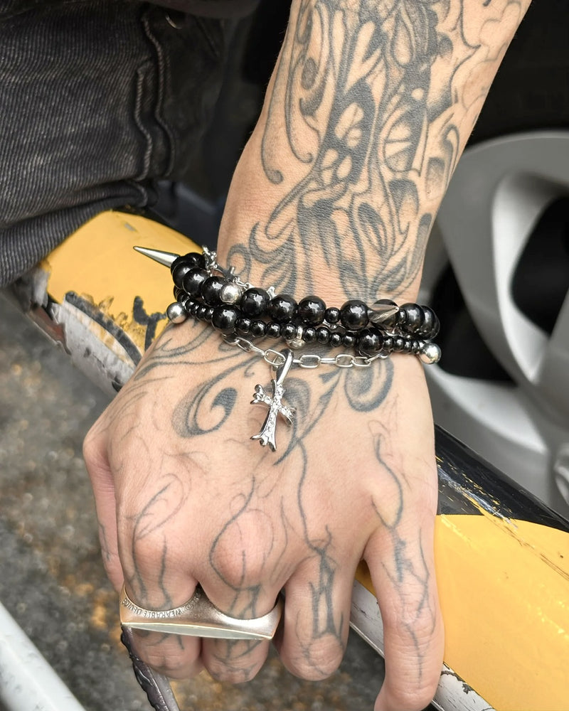 【Never mind the XU】Cross pearl bracelet (2color)