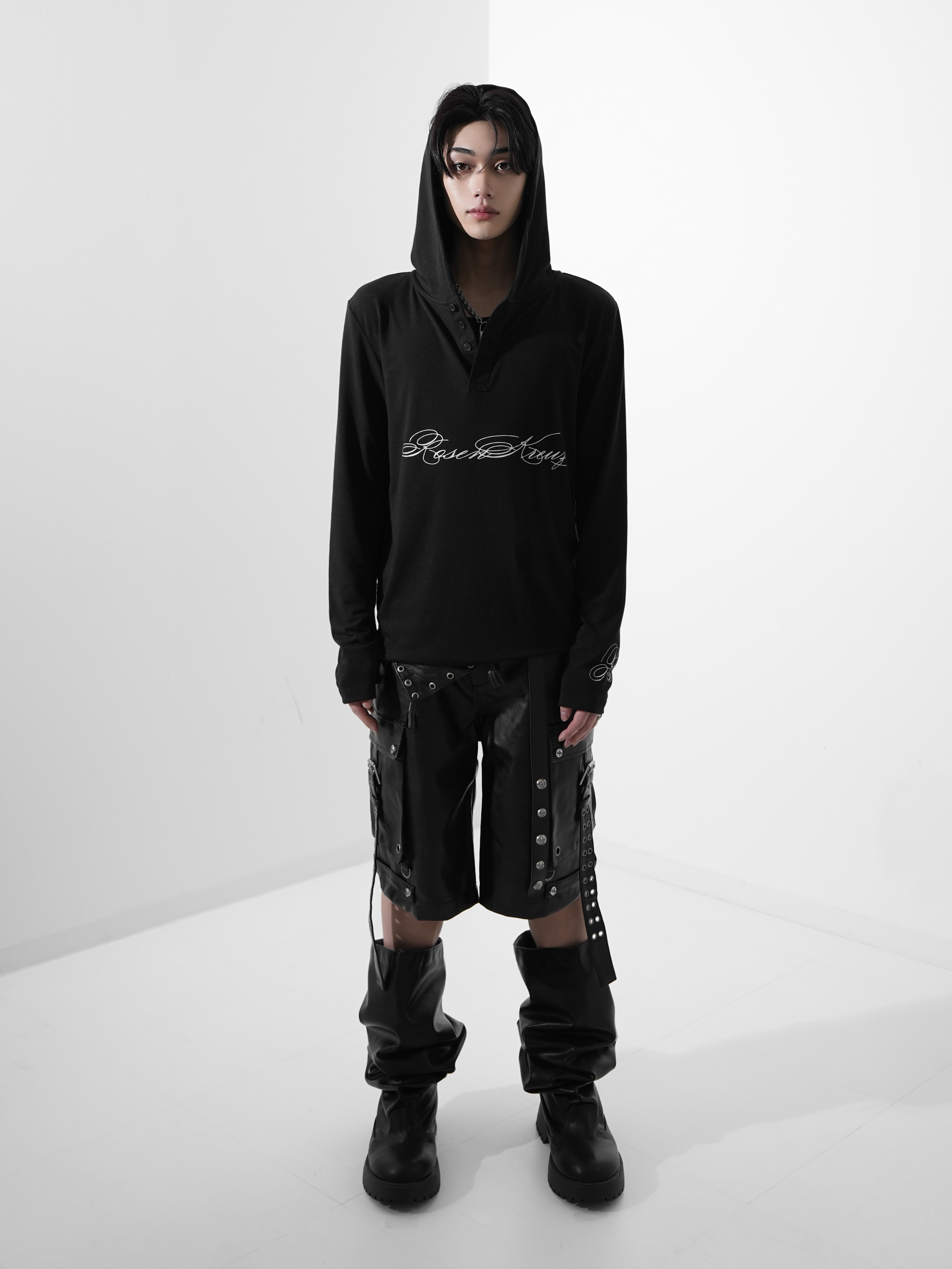 【Rosen Kreuz】SCRIPT LOGO HENLEY HOODIE