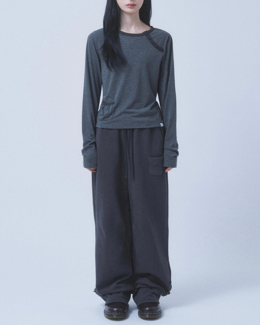 【TUOMIO】STRIPE BUTTONED LONG SLEEVE