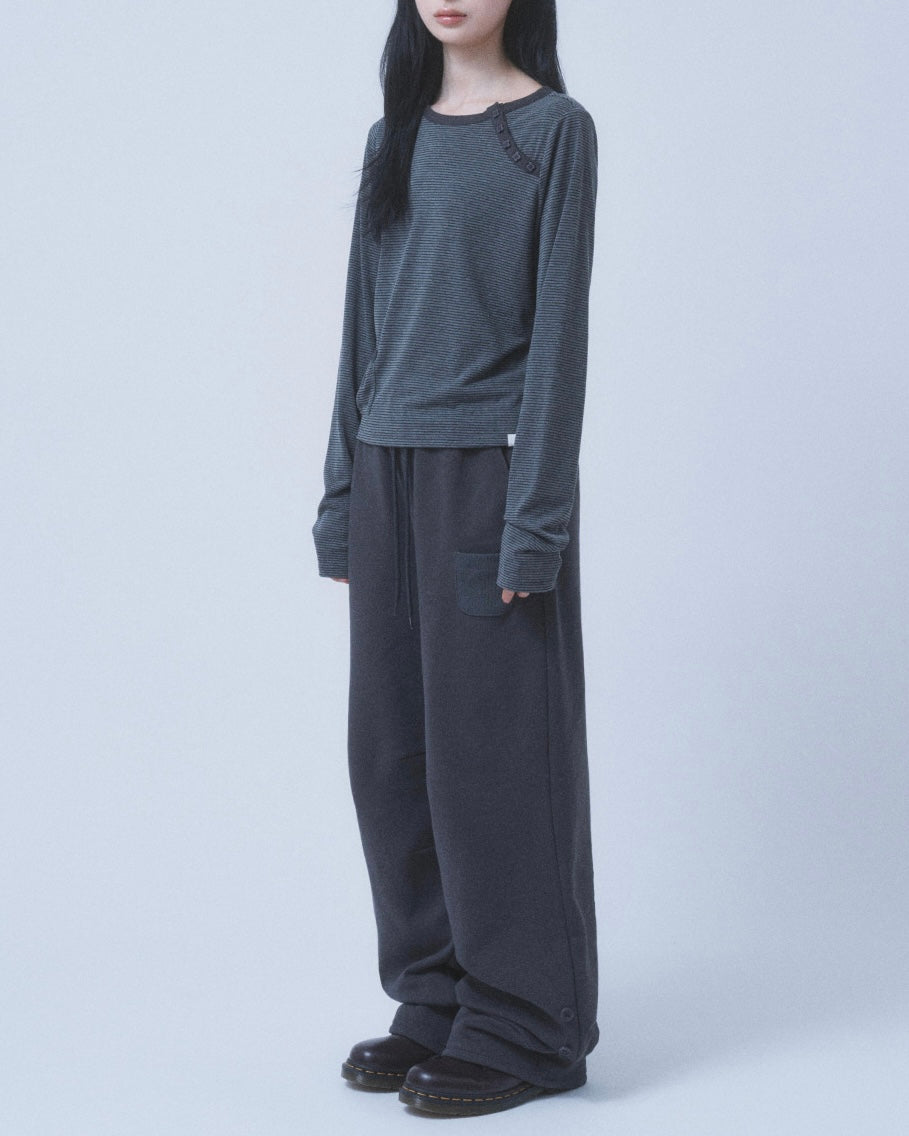 【TUOMIO】STRIPE BUTTONED LONG SLEEVE
