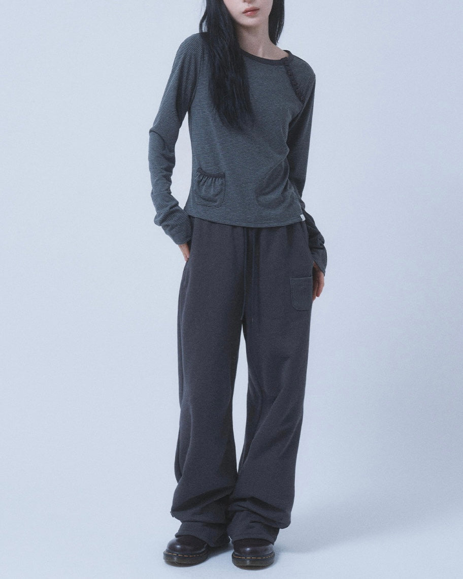 【TUOMIO】STRIPE BUTTONED LONG SLEEVE