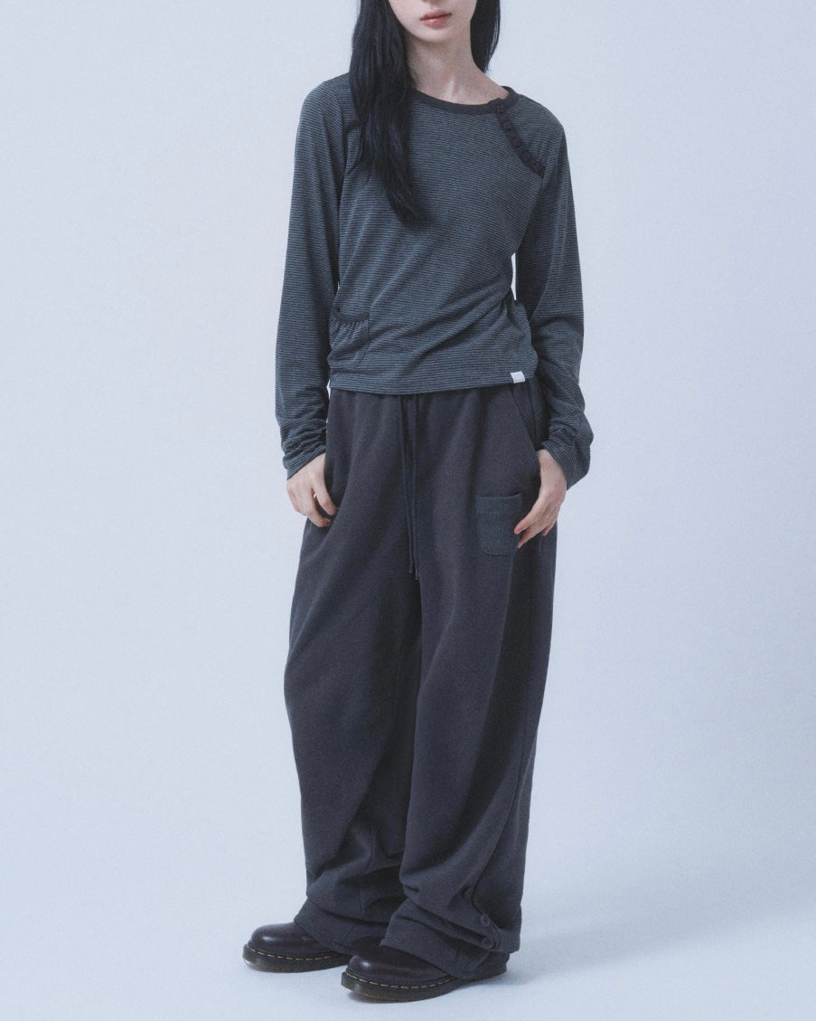 【TUOMIO】STRIPE BUTTONED LONG SLEEVE