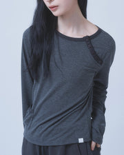 【TUOMIO】STRIPE BUTTONED LONG SLEEVE