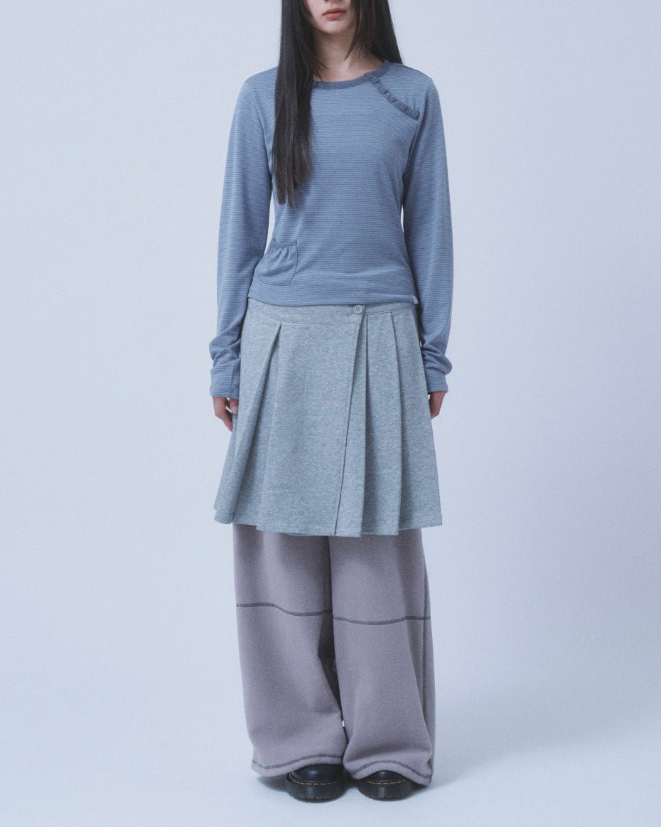 【TUOMIO】STRIPE BUTTONED LONG SLEEVE