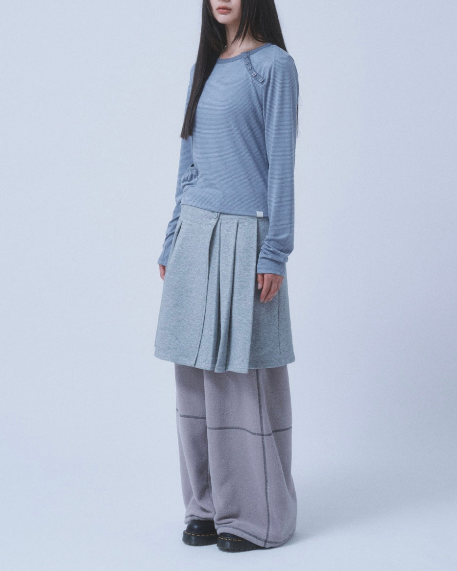 【TUOMIO】STRIPE BUTTONED LONG SLEEVE