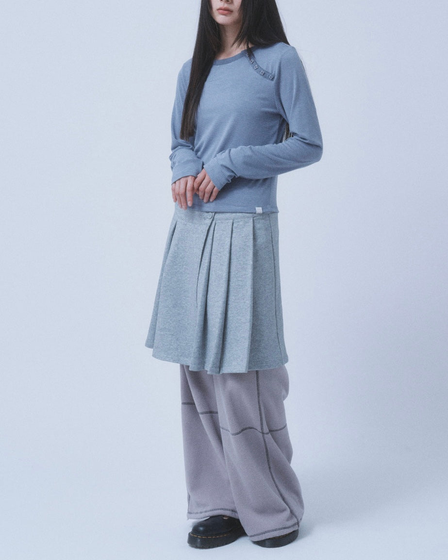 【TUOMIO】STRIPE BUTTONED LONG SLEEVE
