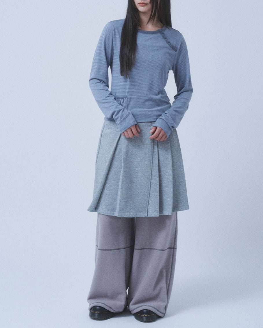 【TUOMIO】STRIPE BUTTONED LONG SLEEVE