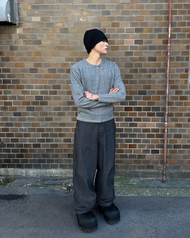 受注制【Chikashitsu +】zip neck long sleeve knit (3color)