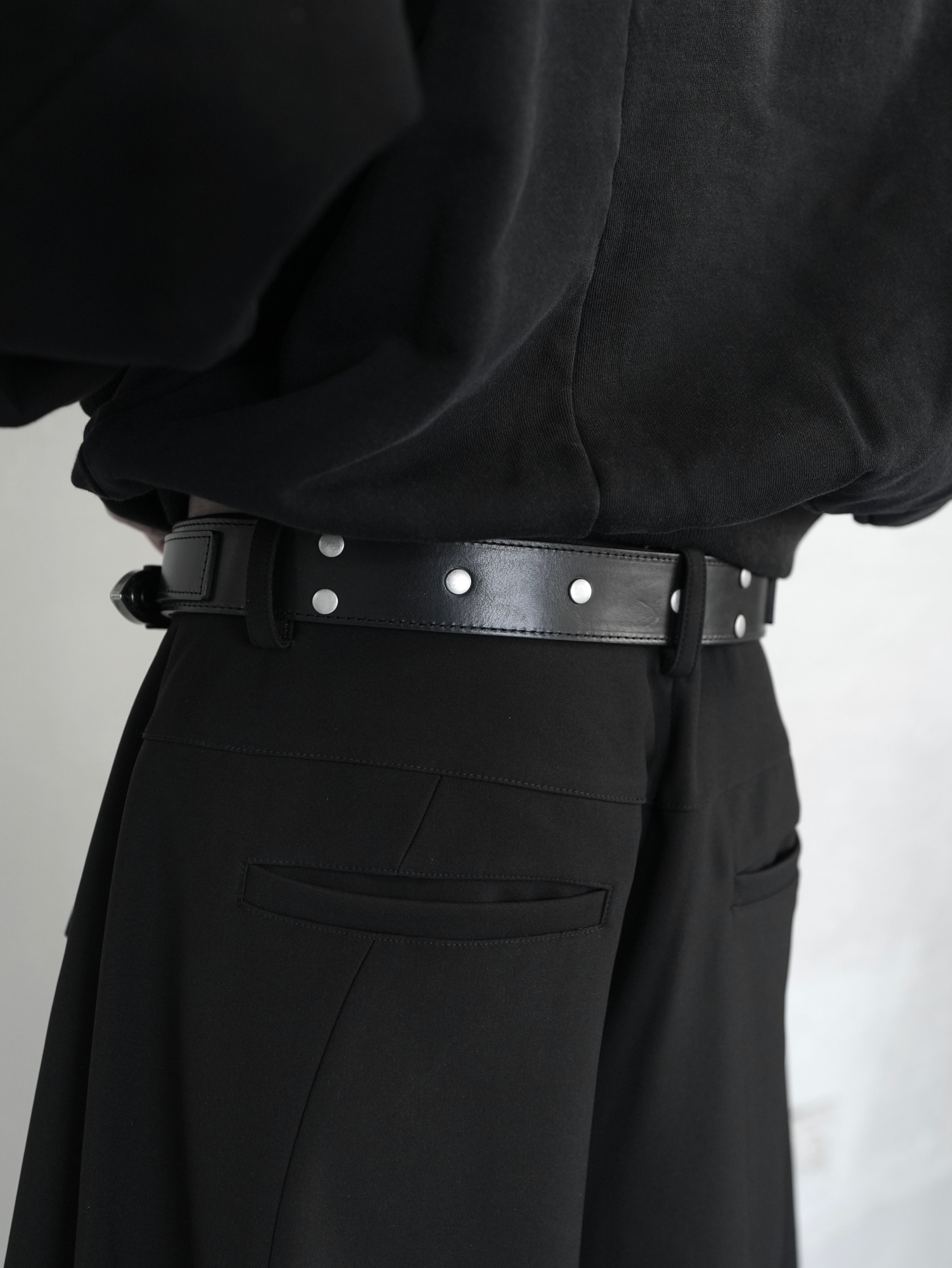 【CHIKASHITSU PLUS HIGH】Layered leather eyelet belt