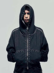 【DIG YOUR OWN GRAVE】FULLZIP STUDDED HOODIE /【ディグユアオウングレイブ】スタッズフルジップアップパーカー