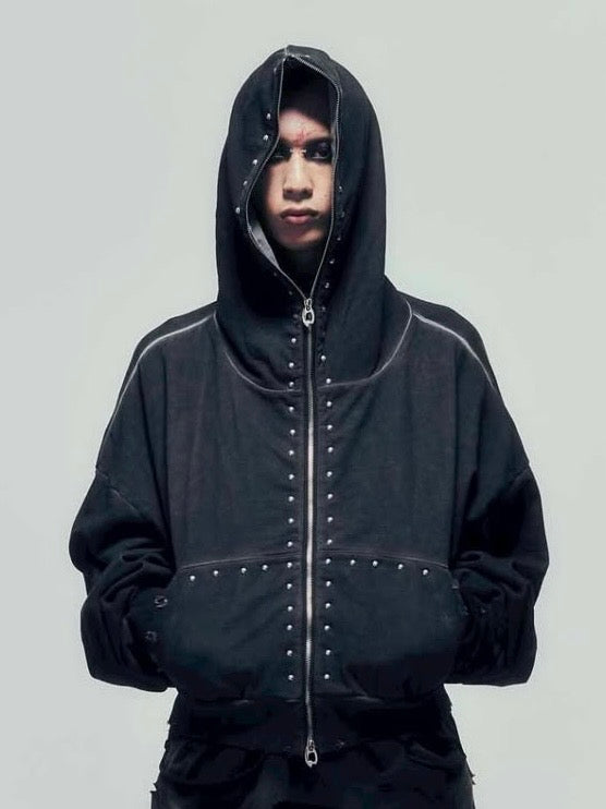 【DIG YOUR OWN GRAVE】FULLZIP STUDDED HOODIE /【ディグユアオウングレイブ】スタッズフルジップアップパーカー