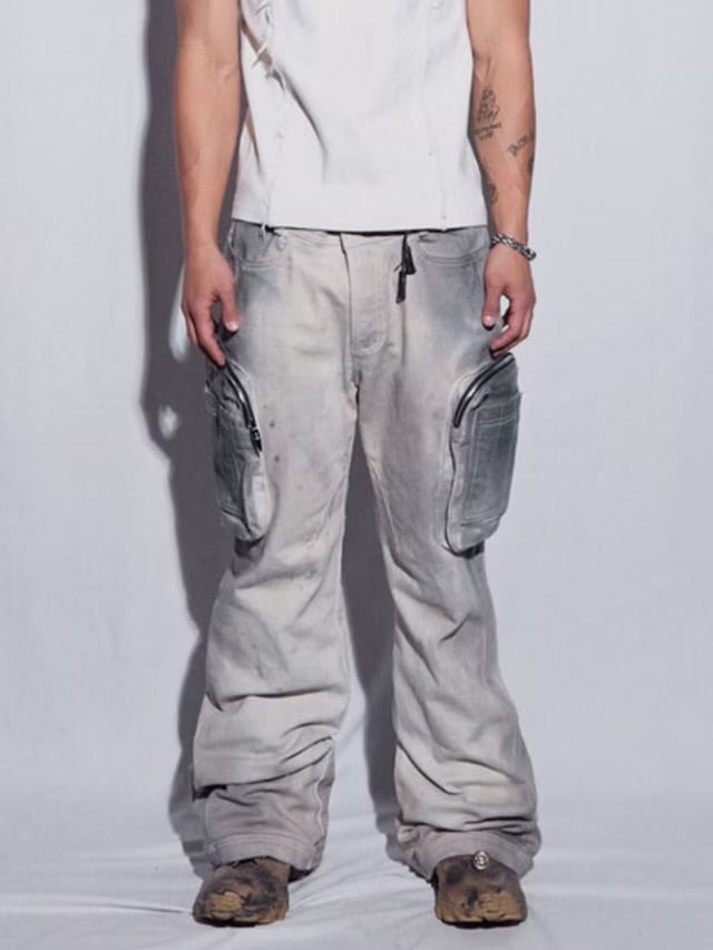 【BLR BLUER】Double Pockets Hand Washing Flare Pants