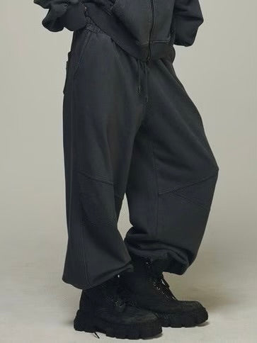 【BLR BLUER】Dyed Circle Logo Over-fit Armor Sweat Pants