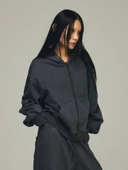 【BLR BLUER】Dyed Circle Logo Over-fit Hoodie Zip-up