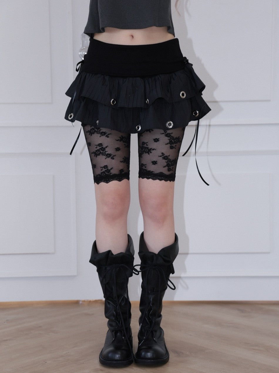【CHERRYQUIRI】Soft Punk Eyelet Skirt