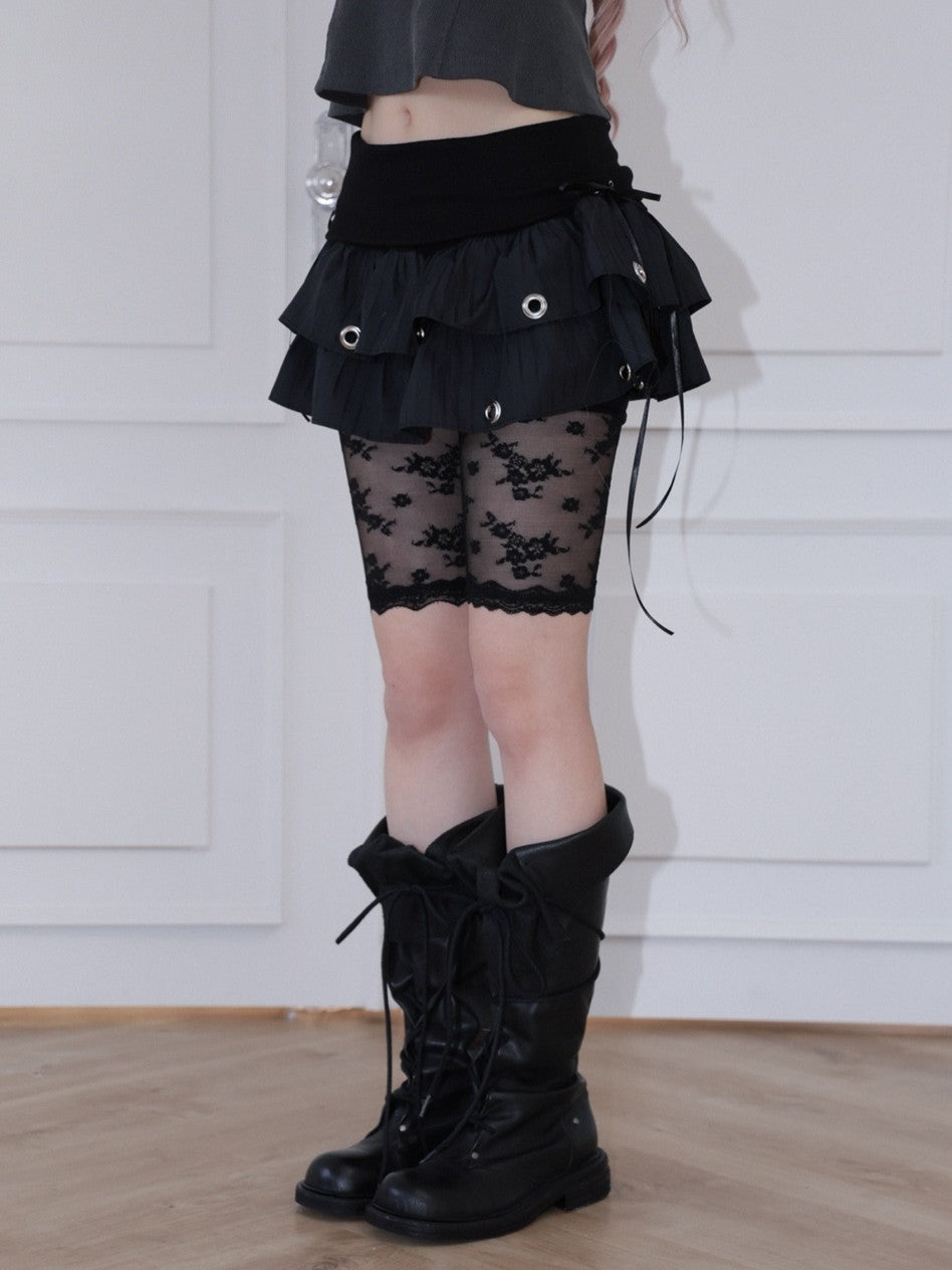 【CHERRYQUIRI】Soft Punk Eyelet Skirt