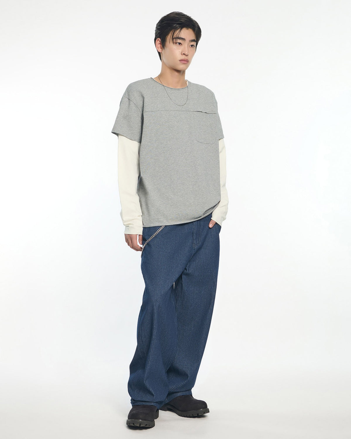 【NOMANUAL】LAYERED ROUGH LONG SLEEVE TEE