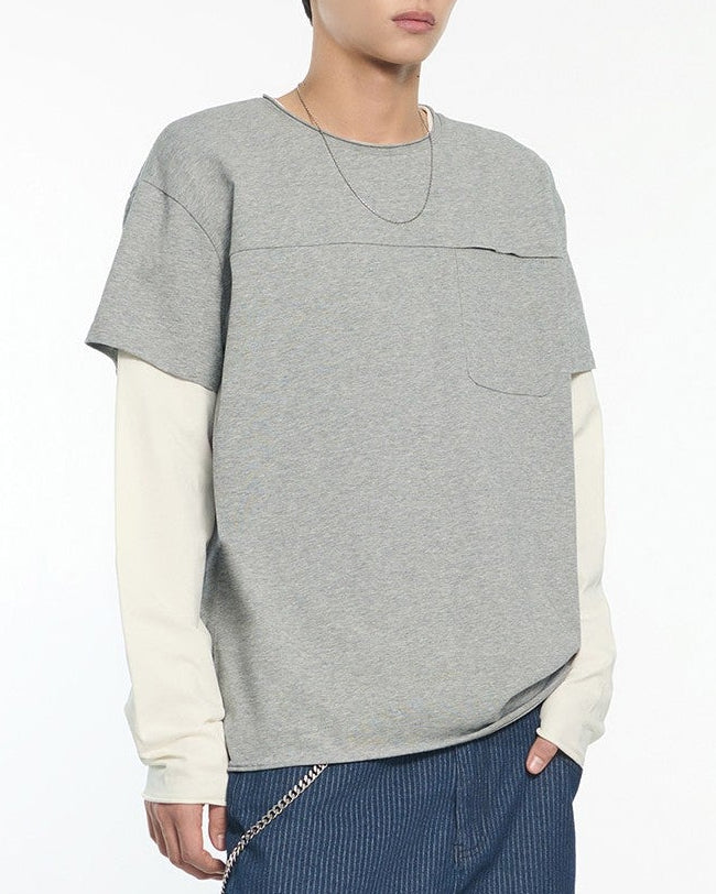 【NOMANUAL】LAYERED ROUGH LONG SLEEVE TEE