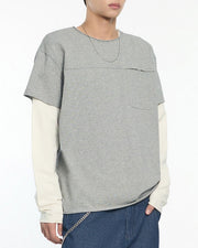 【NOMANUAL】LAYERED ROUGH LONG SLEEVE TEE