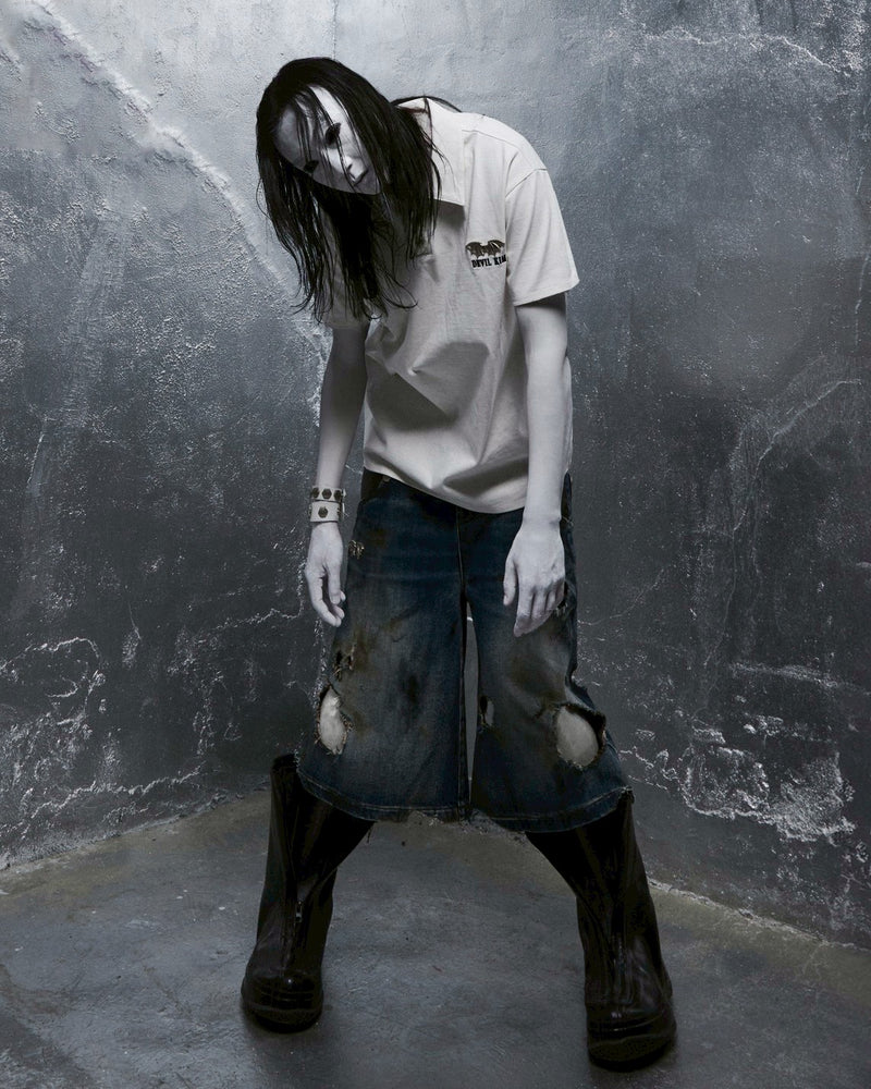 【DEVIL KIM】BURN DAMAGE DENIM SHORTS