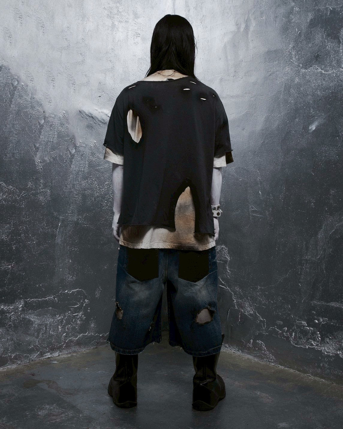 【DEVIL KIM】BURN DAMAGE DENIM SHORTS