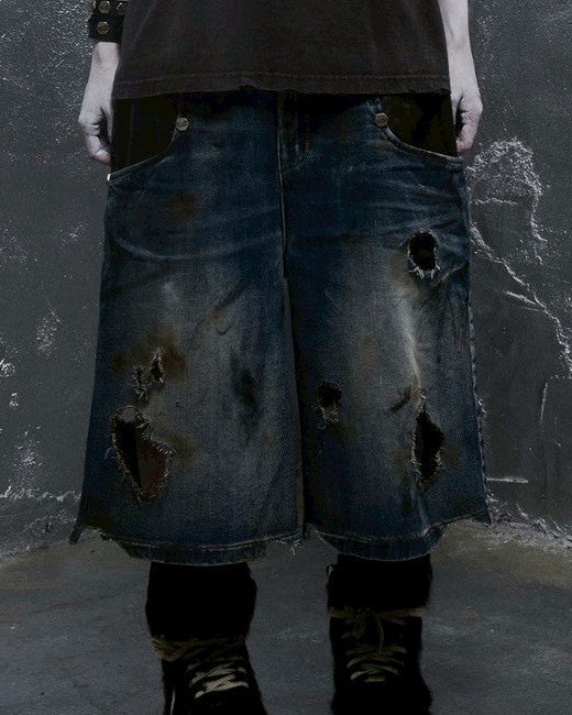 【DEVIL KIM】BURN DAMAGE DENIM SHORTS