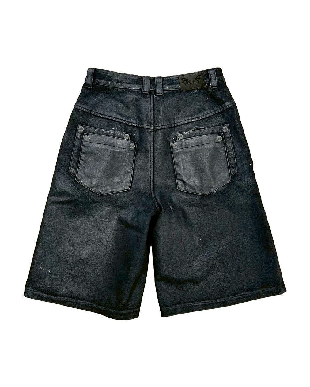 【DEVIL KIM】BLACK WAXED DENIM SHORTS