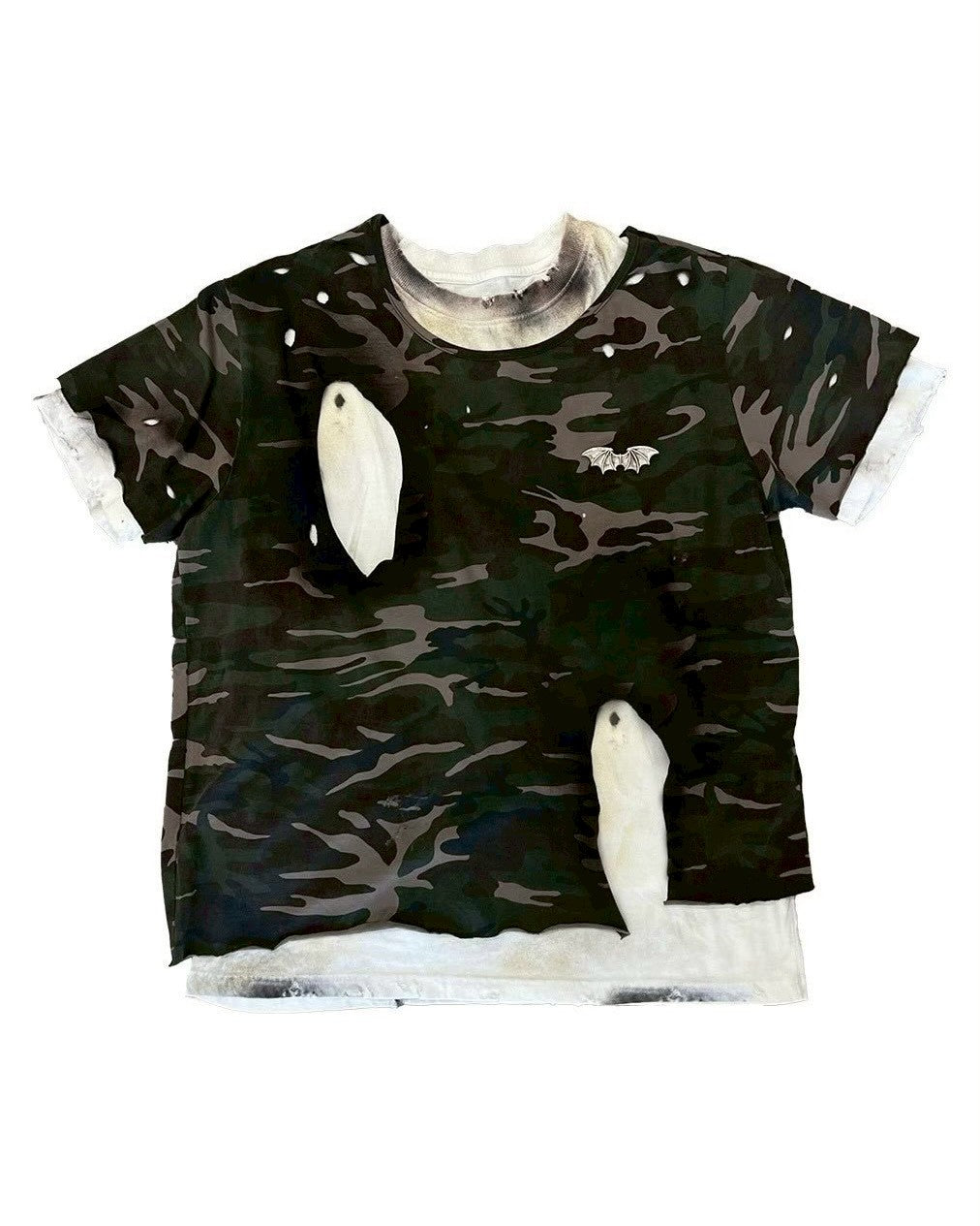 【DEVIL KIM】LAYERED BURNT T-SHIRT
