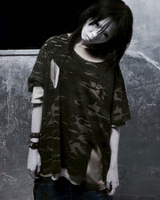 【DEVIL KIM】LAYERED BURNT T-SHIRT