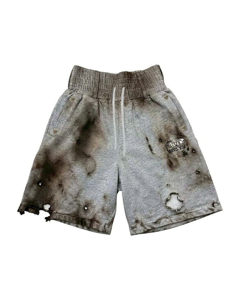 【DEVIL KIM】BURN DAMAGE SWEAT SHORTS