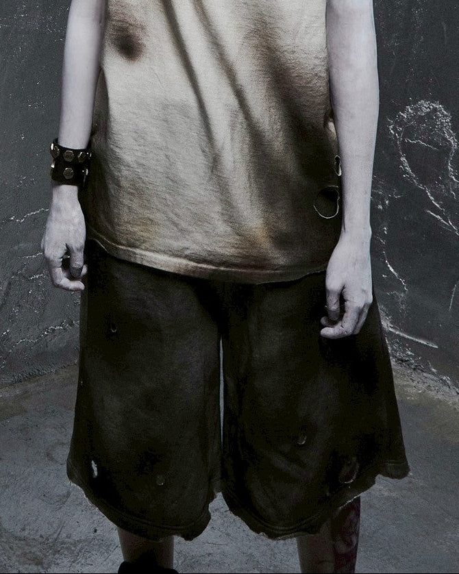 【DEVIL KIM】BURN DAMAGE SWEAT SHORTS