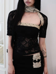 【MIAE】[香] Floral Lace Sleeveless & Bolero SET