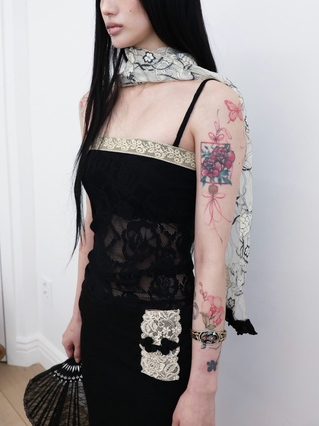 【MIAE】[香] Floral Lace Sleeveless & Bolero SET