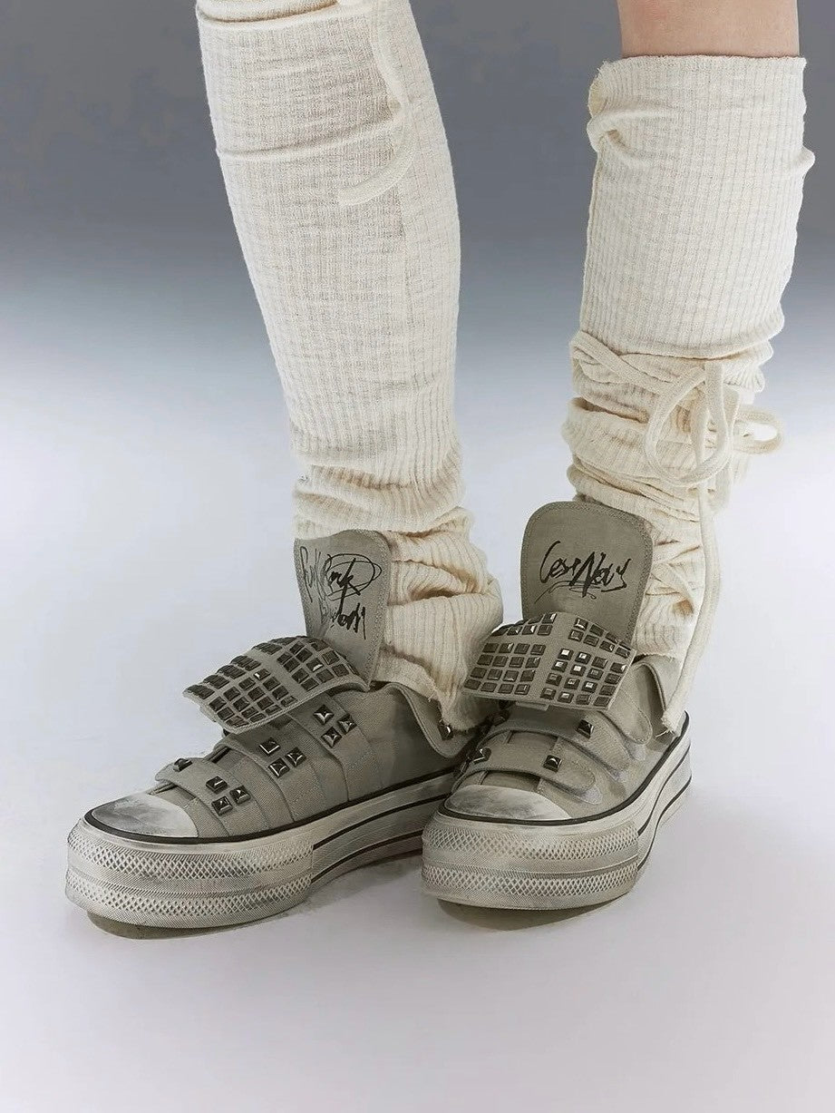 【Cest Nous】Cross-rivet canvas shoes