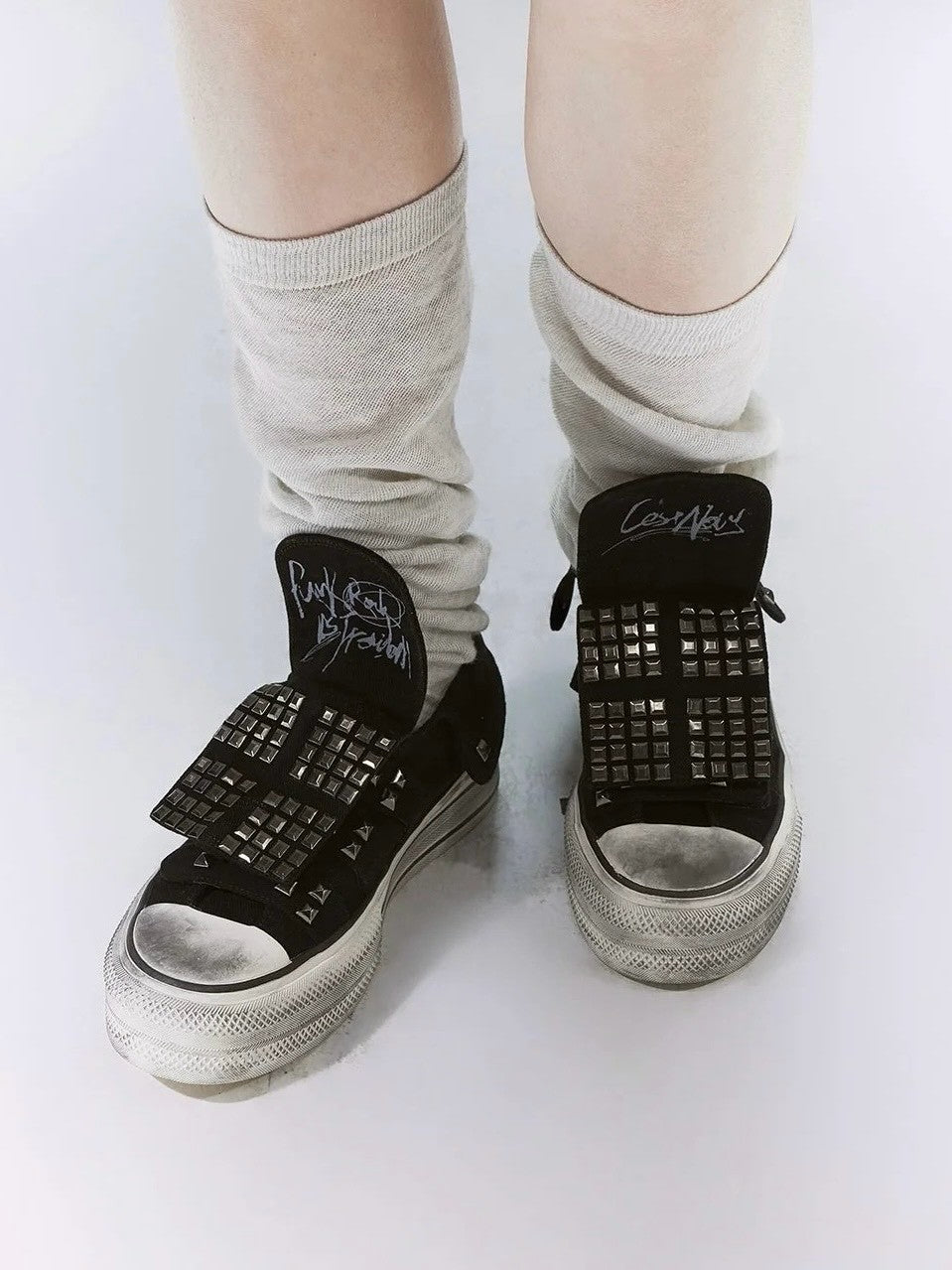 【Cest Nous】Cross-rivet canvas shoes