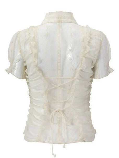 【Cest Nous】Polka dot embroidered shirt