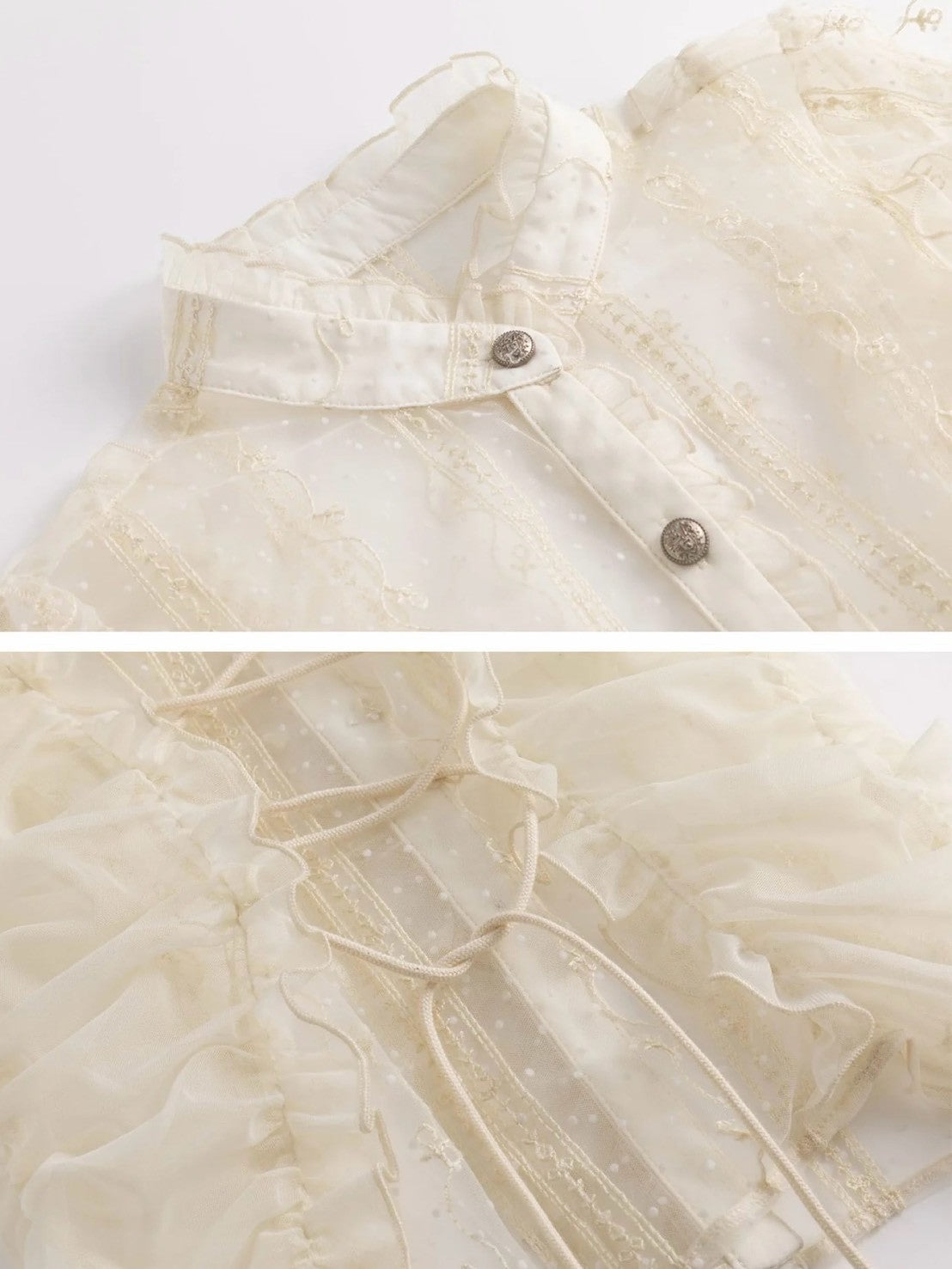 【Cest Nous】Polka dot embroidered shirt
