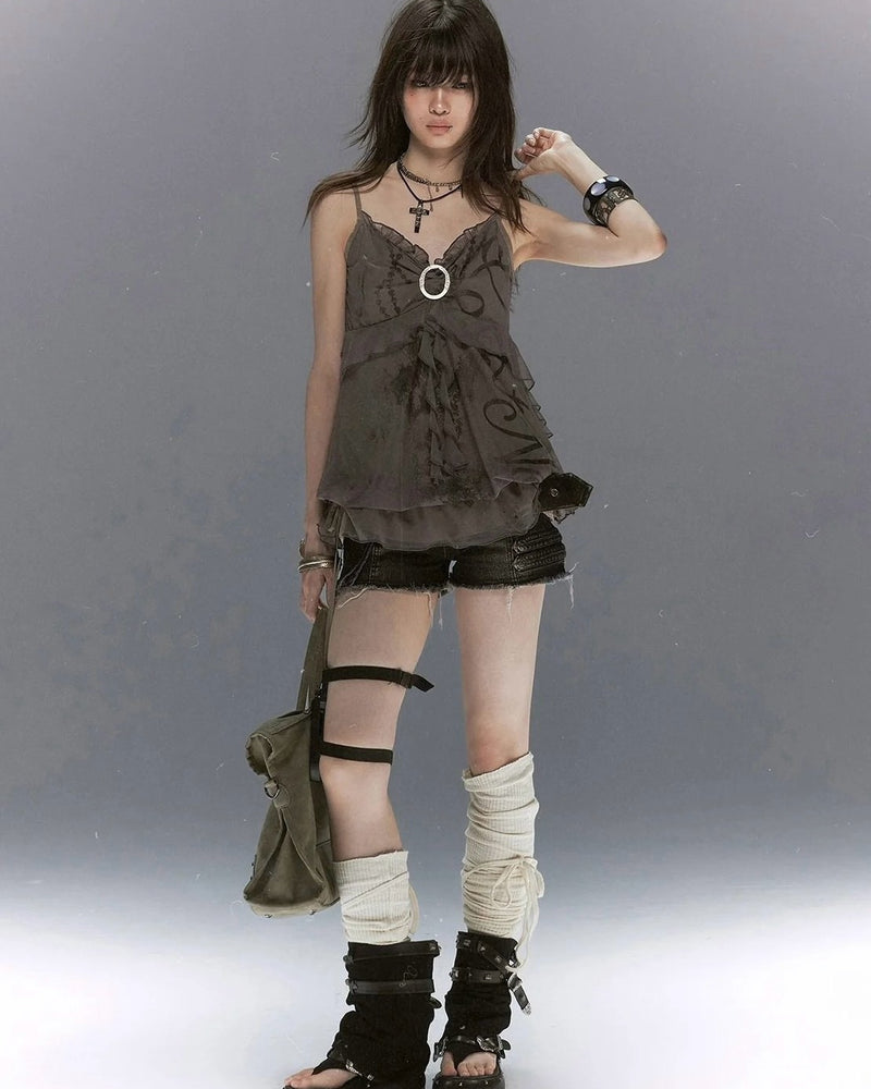 【Cest Nous】Gray bud-shaped camisole